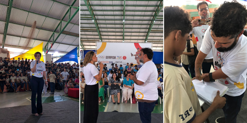 Daniel Dias interagindo com jovens no evento do Olympism365